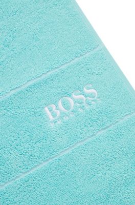 Toalha de algod&atilde;o para convidados com log&oacute;tipo branco bordado, Turquoise