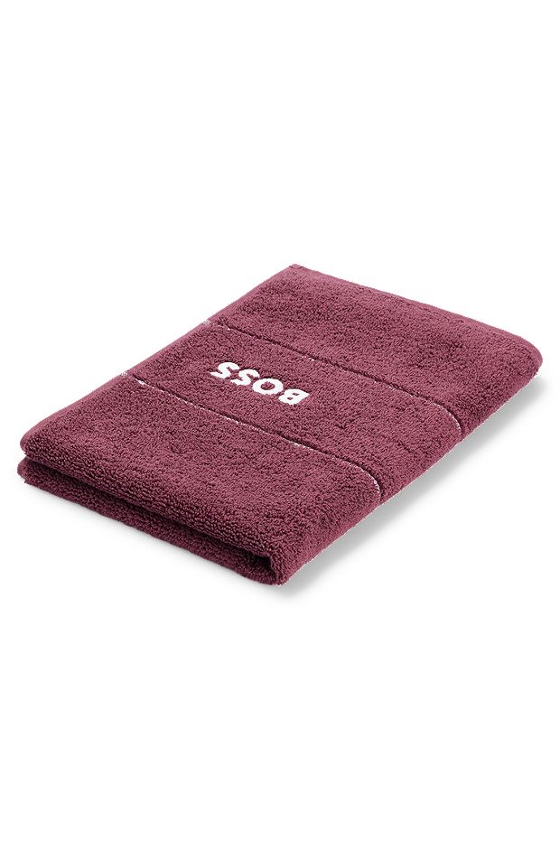 Cotton guest towel with white logo embroidery, Dark Purple