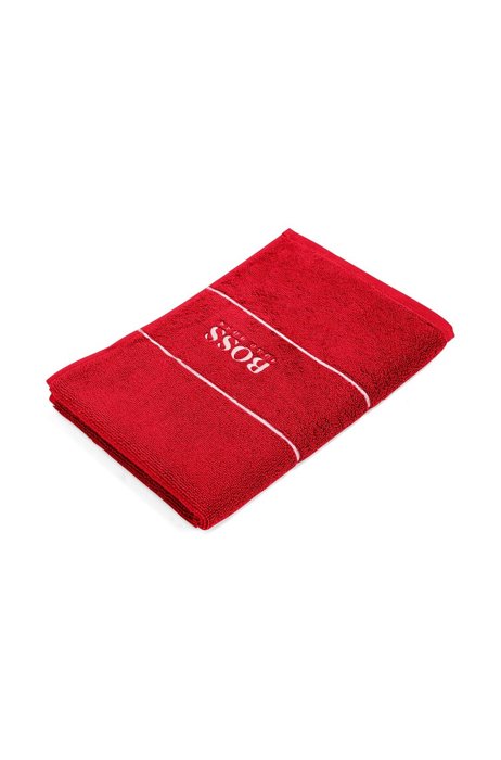 Egyptian-cotton guest towel with contrast logo, Red