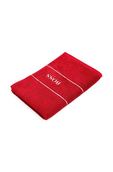 Finest Egyptian cotton guest towel with logo border, Red