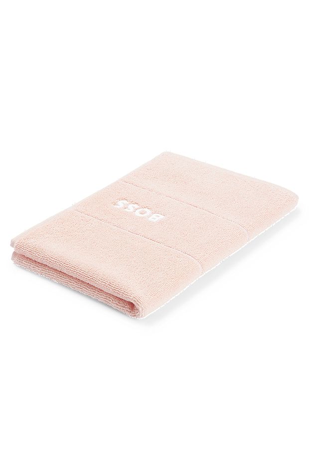 Cotton guest towel with white logo embroidery, Pink