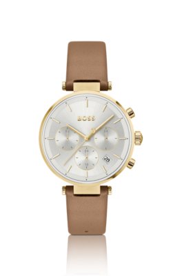 Montre dorée avec boîtier en T