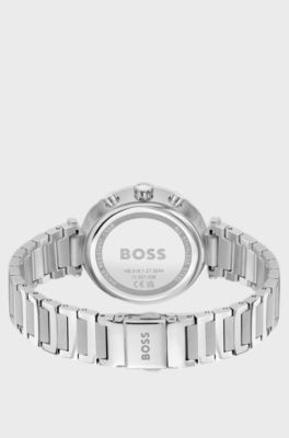 MAJESTY SPORT Stainless-steel T-bar watch with brushed baby-blue dial, Silver