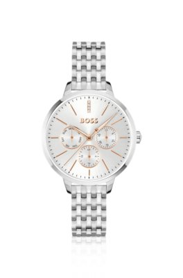 Montre argentée avec cadran orné de strass