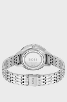  THREEHAND Silver-tone watch with crystal-studded dial, Silver