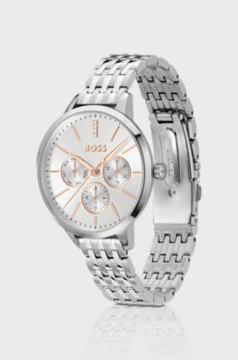 Crystal-studded watch, Silver