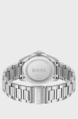 Strike silver-tone watch with ridged dial, Silver