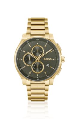 Gold-tone chronograph watch with matte layered dial, Gold