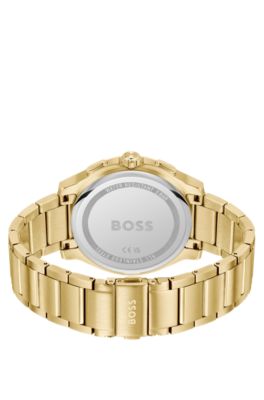 Gold-tone chronograph watch with matte layered dial, Gold