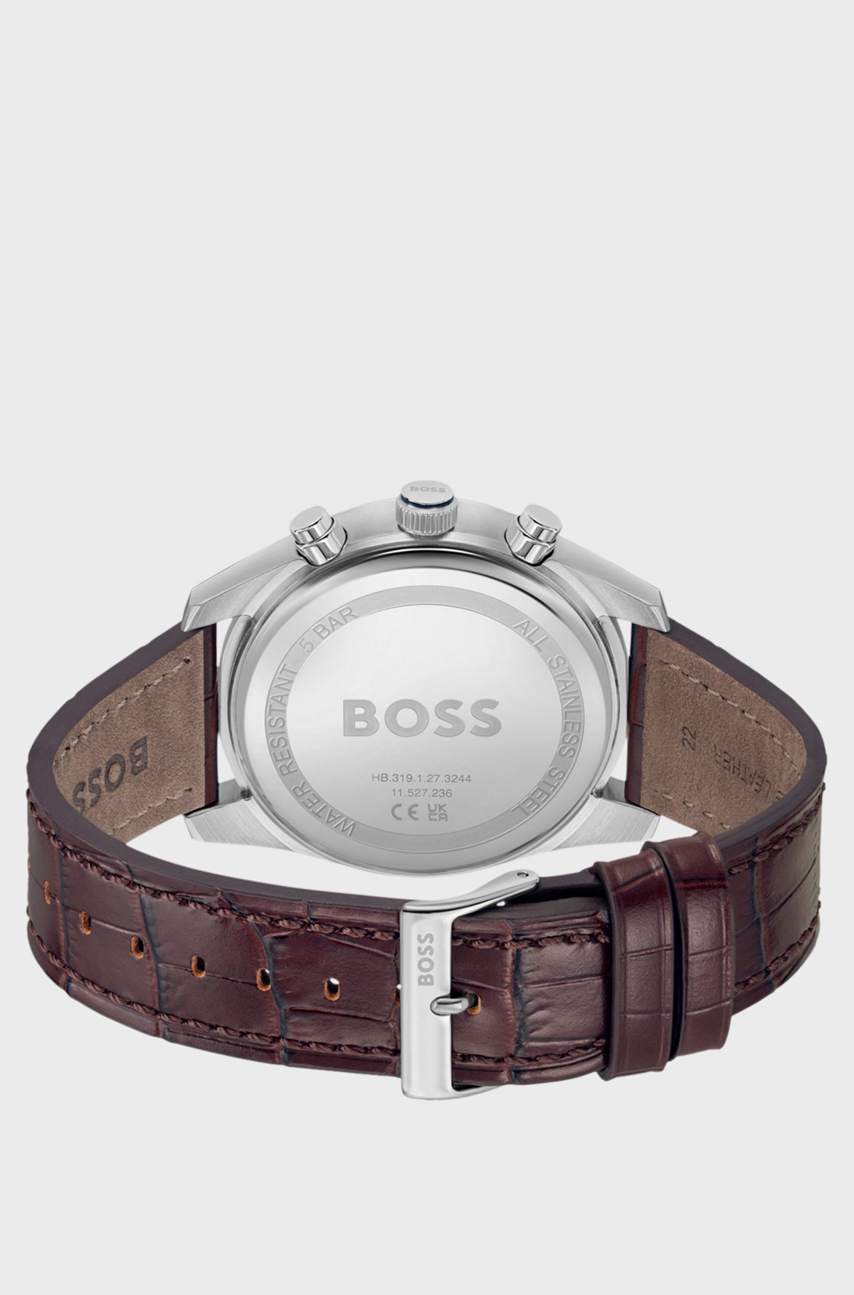 BOSS - Blue-dial chronograph watch with alligator-embossed BOSS - Blue-dial chronograph watch with alligator-embossed