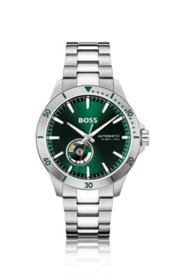 Montre automatique en acier inoxydable à cadran vert