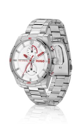 ステンレススチール ウォッチ レーシングスタイル ディテール, シルバー