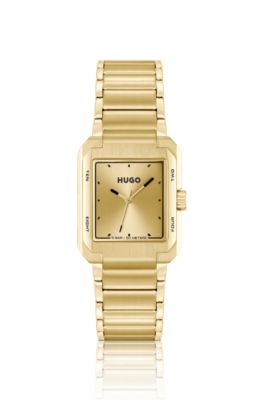 Gold-tone watch with link bracelet, Gold