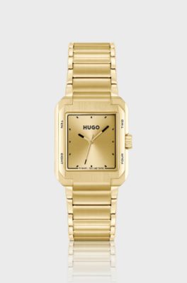 Goudkleurig horloge met geschakelde polsband, goud