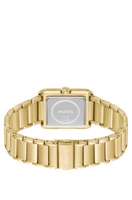 Gold-tone watch with link bracelet, Gold