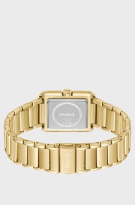 Goudkleurig horloge met geschakelde polsband, goud