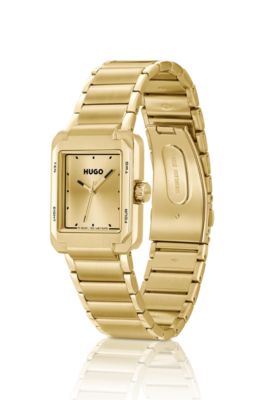 Gold-tone watch with link bracelet, Gold