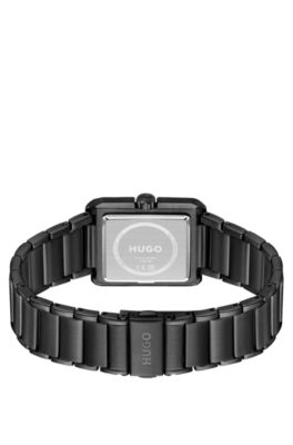 Black-steel watch with red accents, Black