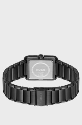 Black-steel watch with red accents, Black