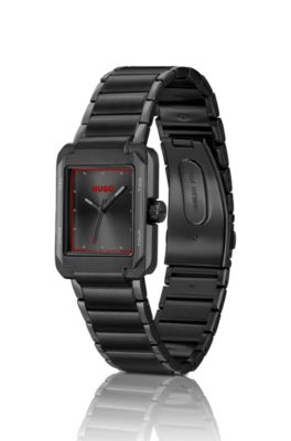 Black-steel watch with red accents, Black