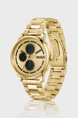 Gold-tone watch with black subeyes, Gold