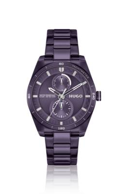 -plated steel watch with geometric case 1