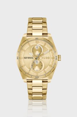Gold-tone watch with racing-inspired detailing, Gold