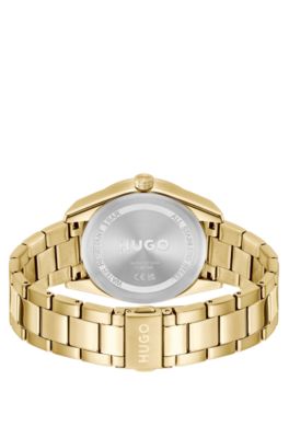 Gold-tone watch with racing-inspired detailing, Gold