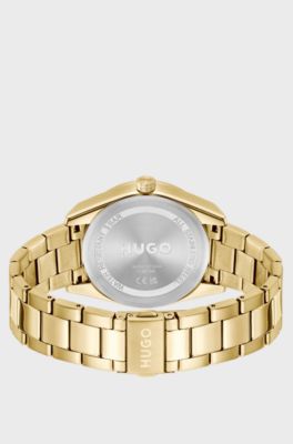 Gold-tone watch with racing-inspired detailing, Gold