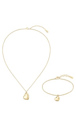 Coffret cadeau avec collier et bracelet à pendentif cœur