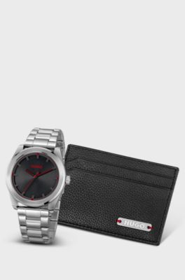 Gift-boxed watch and card holder, Silver