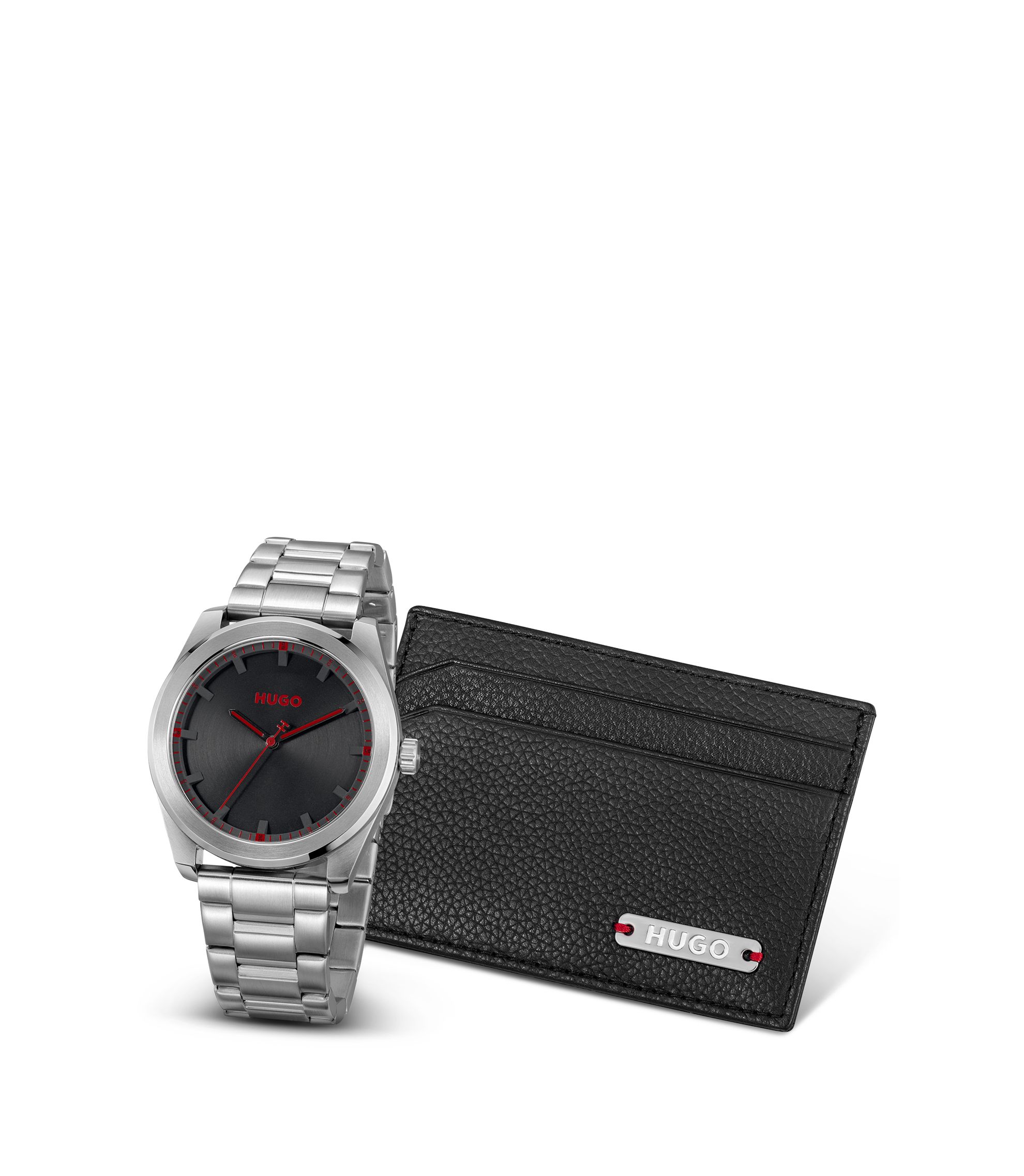 HUGO - ギフトセット レザーカードホルダー＆ブラックダイヤルウォッチ