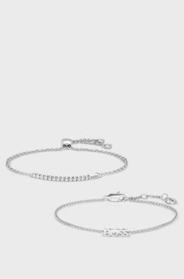 Gift-boxed set of two bracelets, Silver tone