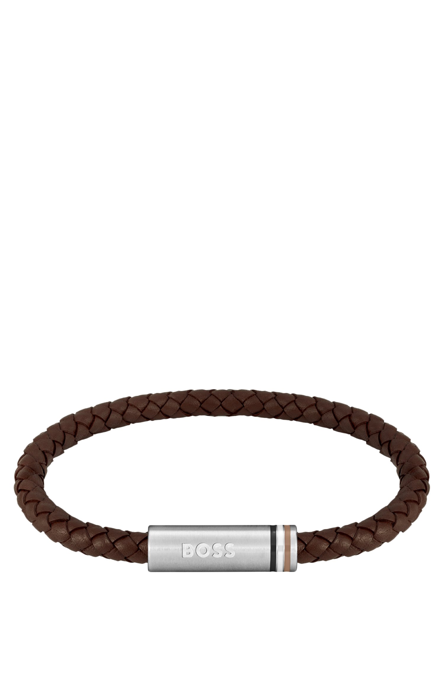 Boss Braided brown-leather cuff armband herr – bild 3
