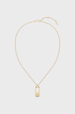 Goldfarbene Halskette mit Double-B-Monogramm-Anh&auml;nger, Goldfarben