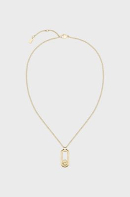 Goldfarbene Halskette mit Double-B-Monogramm-Anh&auml;nger, Goldfarben