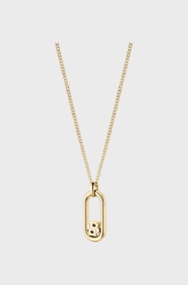 Goldfarbene Halskette mit Double-B-Monogramm-Anh&auml;nger, Goldfarben