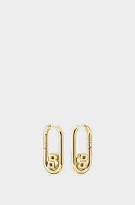 Double-B hoop earrings, Gold tone