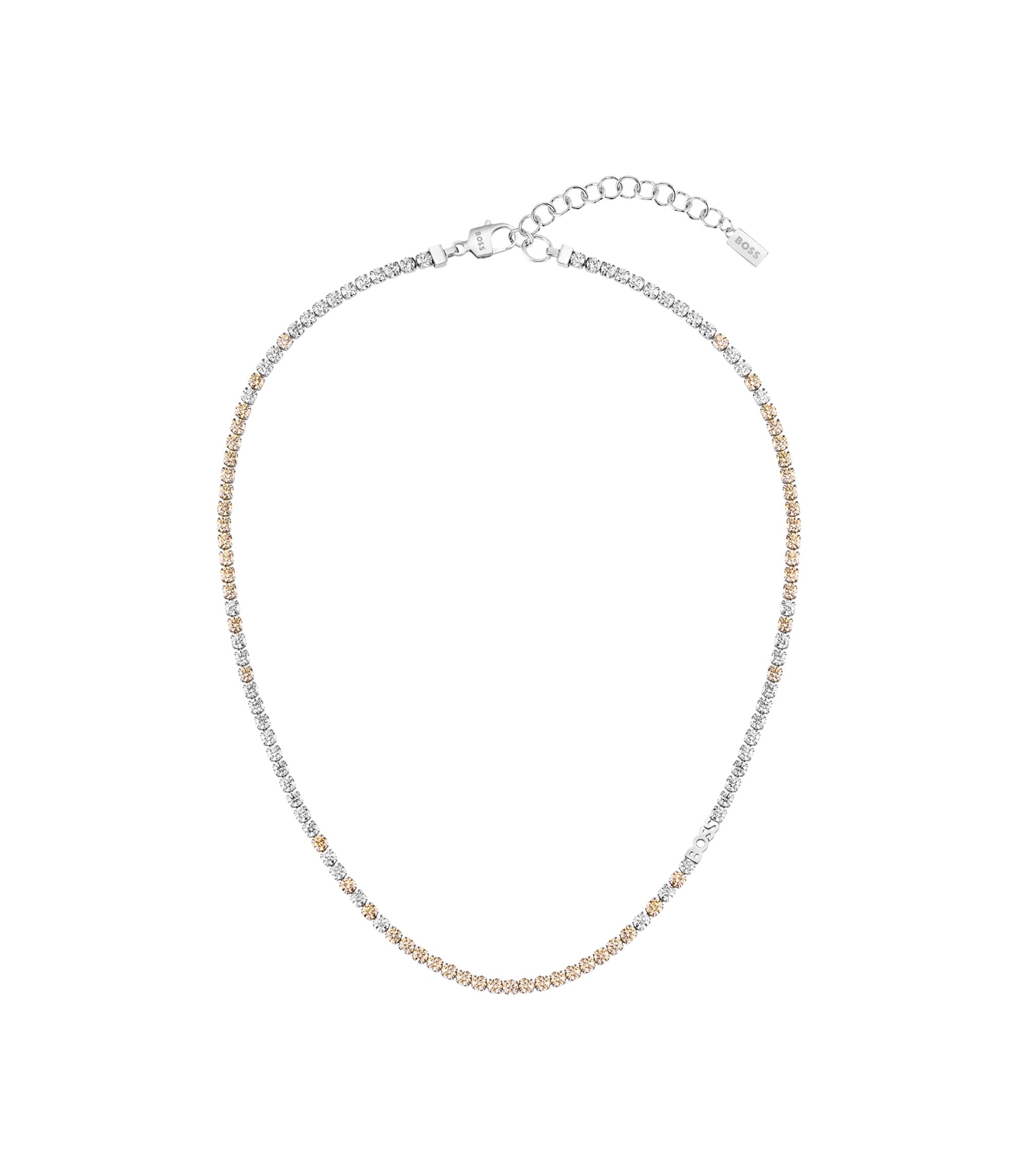 Verstellbare Halskette mit klaren und champagnerfarbenen Kristallen