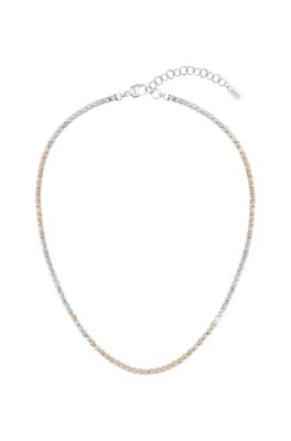 Collier ajustable avec strass transparents et couleur champagne
