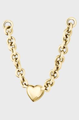 Gold-tone necklace with heart charm, Gold tone