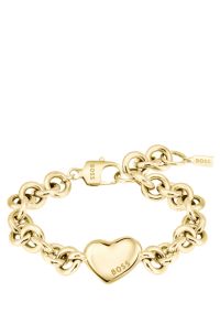 Goldfarbenes Gliederarmband mit Herzanh&auml;nger, Goldfarben