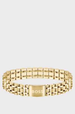 Gold-tone cuff with logo-engraved magnetic closure, Gold tone