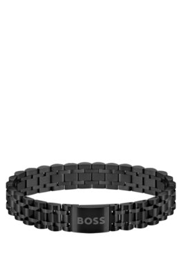 Bracelet en acier noir avec fermoir aimanté à logo