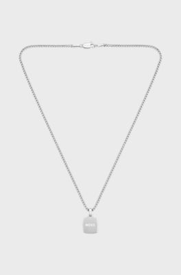 Chain necklace with reversible pendant, Silver tone