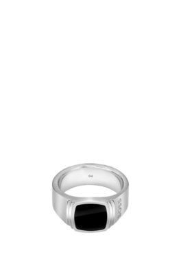 Bague argentée avec insert noir