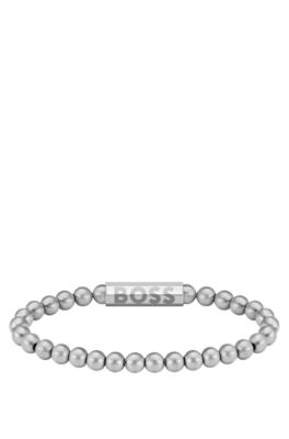 Bracelet cha&icirc;ne argent&eacute;e avec fermoir logot&eacute;, Couleur argent&eacute;e