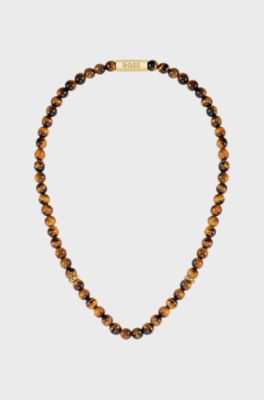 Tiger-eye beaded necklace, Brown