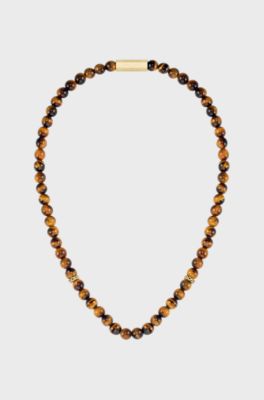 Tiger-eye beaded necklace, Brown