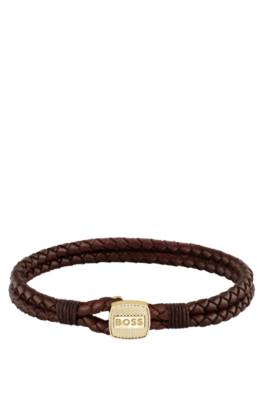 braided-leather cuff with gold-tone closure 1